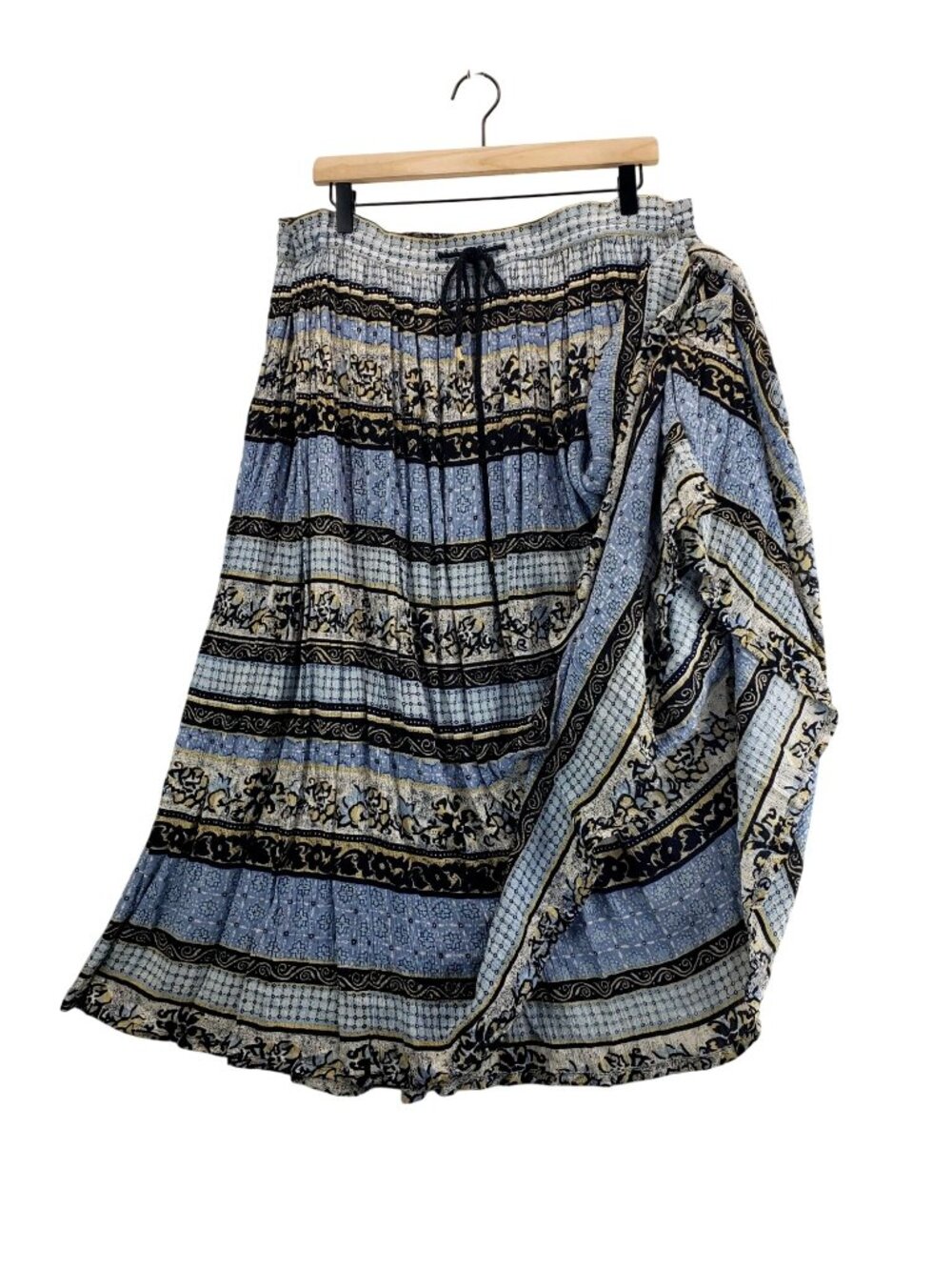 Broomstick Skirt Blue Floral XL Sag Harbor Vtg 90s Southwestern Boho Peasant